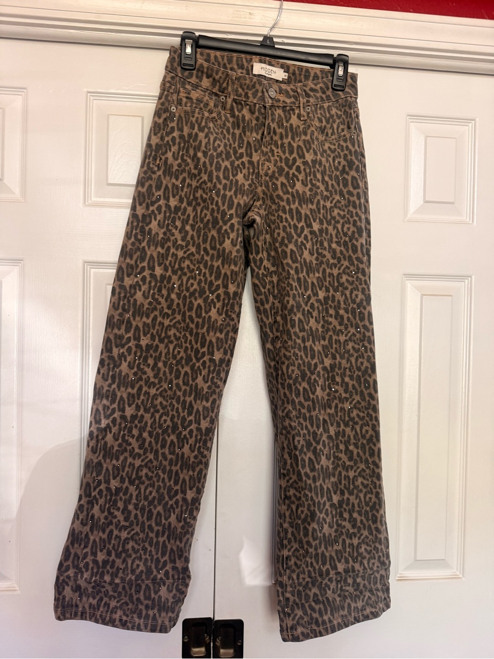 Unknown Brand Leopard Print Wide-Leg Jeans in Brown